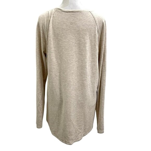 Lululemon Emerald Long Sleeve Shirt Modal French Terry Heathered Cashew size 8 - Picture 3 of 4